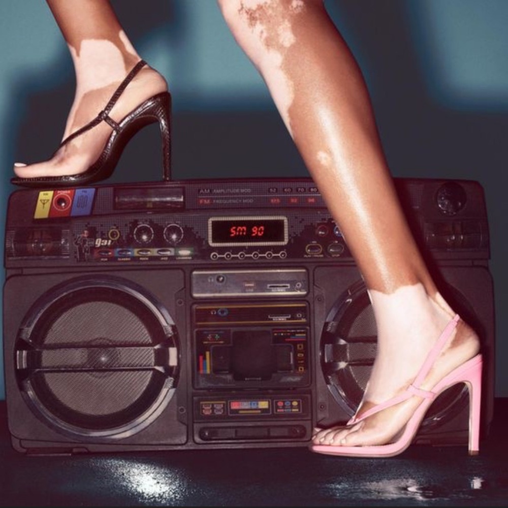 Steve Madden Winnie Harlow Black Snakeskin High Heel
